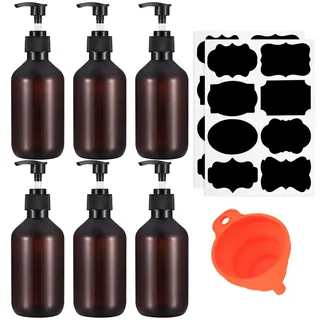 XKQYX 300 ml Pumpspender, Leere Shampooflaschen, Duschgelspender Flasche zum Befüllen, Seifenspender Pumpflaschen nachfüllbare für Dusche Lotionen Shampoos, mit Trichter, Etikett