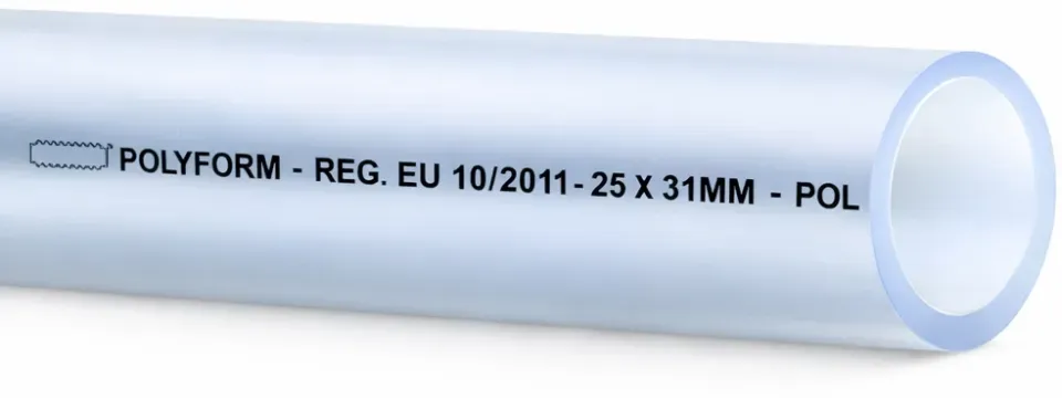 PVC Schlauch lebensmittelbeständiger Wasserschlauch transparent POLYFORM  / (Schlauchgröße: Innen x Aussen) 50x60 mm