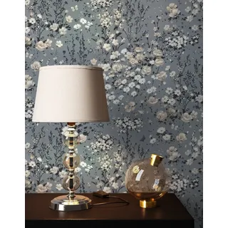 Newroom Vliestapete, Grau Tapete Landhaus Blumen - Blumentapete Beige Anthrazit Romantisch Floral Blüten Wiese für Wohnzimmer Schlafzimmer Büro, Blumentapete, modern beige