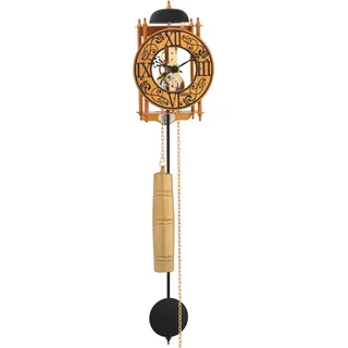 HERMLE Mechanische Skelettuhr mit Metallräderwerk Skelett Pendelwanduhr Orange 8-Tage Laufwerk Glockenschlag 62cm- 71015-T10711