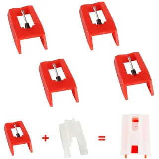 5 Stück Nadel Plattenspieler Nadeln, Ersatz Nadel für Plattenspielernadeln, Ersatzzubehör für Schallplattenspieler Nadel, Diamant Tonabnehmer Plattenspieler Vinyl Drehscheibe Nadel(Rot)