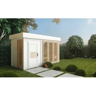 FinnTherm Gartensauna Außensauna Sauna Haus Azalia 2 Sitzbänke Wandstärke 40 mm