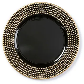 Inge‘s Christmas Decor Dekoteller Kunststoff mit Nieten am Rand 33cm schwarz / Gold