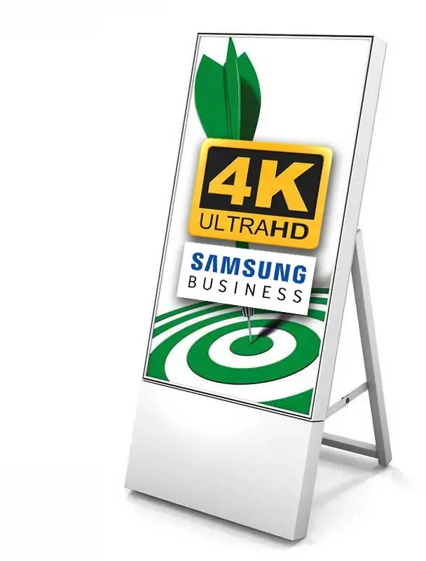 Digitaler Kundenstopper 43" TrendLine weiss - mit SAMSUNG 24/7 Digital Signage Display inklusive Mediaplayer