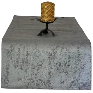 Tischläufer | Grau/Anthrazit - Eckig - 40x100 cm | Tischband | Mitteldecke | mit Marmor-Muster, meliert | doppelt genäht | wasserabweisend | mit Fleckenschutz