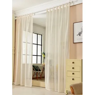 Woltu WOLTU® (1 Stück) Gardine mit Schlaufen Leinen Optik, Schlaufenschal Leinenvorhang im Landhausstil, Stores Voile Fensterschal für Wohnzimmer Kinderzimmer Schlafzimmer, transparent