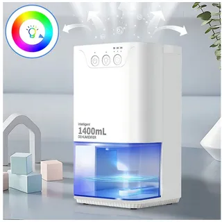 GBLY CITYBEE Luftentfeuchter Elektrisch 1400ml Entfeuchter - Leiser Dehumidifier für Wohnung Schlafzimmer & Keller - Raumentfeuchter mit Timer & Stimmungsbeleuchtung (Weiß)