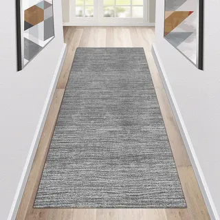 Siunwdiy Teppich Läufer Flur rutschfest Küchenläufer Waschbar Grau Modern Korridor Teppichläufer Lang Küchenteppich Für Küche Wohnzimmer Schlafzimmer Teppichläufer Meterware Anpassbar,Grau,60x240cm