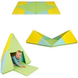 alldoro 60801 Faltbare Spielmatte 3-in-1, Krabbelunterlage, Tipi-Zelt & Spielboot, ab 0 Jahren, 182 x 105 cm, weich gepolstert, abwaschbares Kunstleder