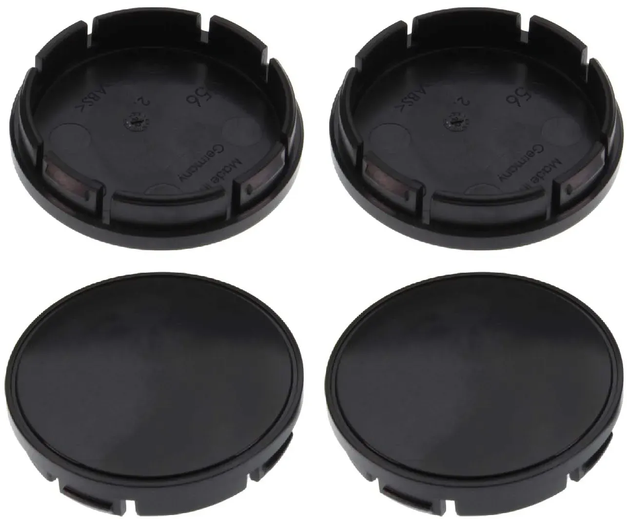 4 Nabenkappen Ø 56,0 mm - 52,0 mm / gewölbt umrandet schwarz