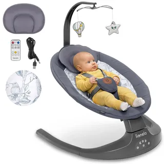 lionelo Ralf 2in1 Babywippe und Liegestuhl, Fernbedienung, 12 Melodien, zwei Schaukelrichtungen, 5 Schaukelgeschwindigkeiten, Sperrung, Rückenlehnenverstellung, Timer, leiser Betrieb