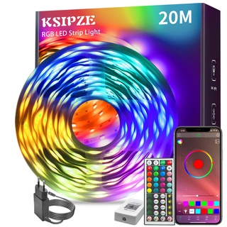 Ksipze Led Strip 20m RGB LED Streifen mit Fernbedienung Bluetooth Musik Sync Timer-Einstellung Dimmbar Farbwechsel Led Lichterkette Lichtband Leiste Band für Zuhause Partei deko