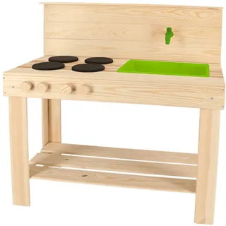 Esschert Design Spielzeugküche - Matschküche M Spielküche aus Holz & Kunststoff
