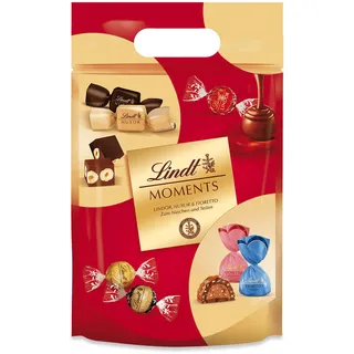 Lindt Schokolade | Lindt Moments XL Beutel | 750g | Raffinierte Mischung aus feinsten LINDOR Kugeln, nussigen NUXOR Würfeln und knusprigen FIORETTO | Schokoladen-Geschenk