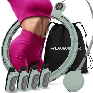 Hommler Smart Hula Hoop Reifen Erwachsene, Smart Hula Hoop Leise mit Zähler, Fitness Hula Hoop mit Gewicht Kugel & Hula Hoop Reifen zum Abnehmen Grün