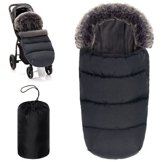 zamboo Zamboo, Kinderwagen Fusssack, Universal Thermo-Fleece Fußsack mit Fellkragen in grau