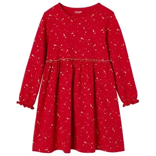 vertbaudet Minikleid Festliches Mädchen Kleid mit Glanzsternen rot 116