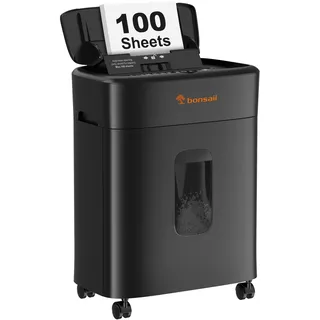 Bonsaii 100 Blatt Aktenvernichter mit Automatischer Zuführung, Mikroschnitt Schredder Aktenvernichter P4 mit Anti-Stau, Bis zu 30-Minuten-Dauerbetrieb, 16L-Behälter, für zu Hause und im Büro, C231-D