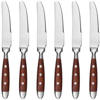 Gräwe Dessertmesser, Serie Nürnberg, 6er Set, braune Griffe