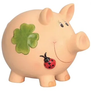 Geschenkestadl Spardose XXL Sparschwein 31 cm Kleeblatt Marienkäfer Keramik Spardose, (1-tlg)