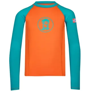 TROLLKIDS Kvalvika Langarm-t-shirt - Bright Orange / Lake Blue - 92 cm