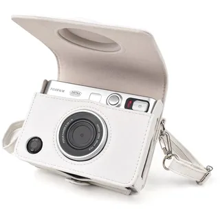 Rieibi Mini EVO Case - Vintage PU Leder Schutzhülle für Fuji Instax Mini EVO Sofortbildkamera - Abnehmbare Abdeckung mit verstellbarem Schultergurt Akku-Ladeanschluss