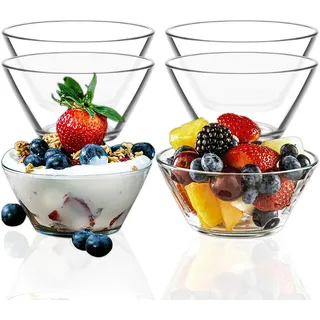 LAV Dessertschalen Glas Set 12, 345ml BLEI FREI Glas Schüsseln, Stapelbare Glasschalen, Dessertbecher, Puddingschalen, Dessert Schalen Glas, Salatschüssel, Soßenschalen, Dessert Bowls