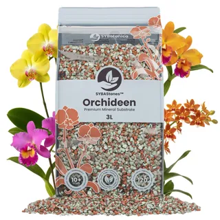 Sybotanica - Orchideen Mineral-Mix - 3L - SYBAStones Mineralisches Substrat - 100% frei von Trauermücken - Hält jahrelang - ~120 Tage Pflanzennahrung - Für Zimmerpflanzen-Fans mit wenig Pflegeaufwand