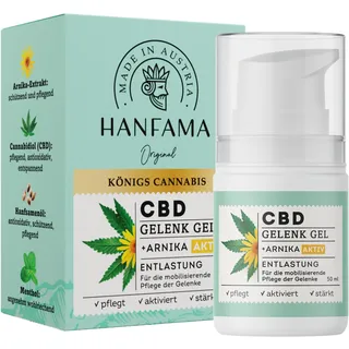 CBD Gelenk Gel | 100% natürliches Arnika Gel für wohltuende Massage für Gelenke und zur Muskelentspannung | Cannabis Gel mit Menthol | CBD Gel mit Arnica | Arnica Gel derma. getestet, 50ml HANFAMA®