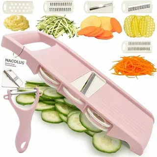 NACOLUS Mandoline Slicer - 5 in 1 Veggie Slicer & Cutter, Potato & Cucumber Slicer, Waffle Fry Cutter, Hot Swap Mandoline with Peeler & Carrot Shredder