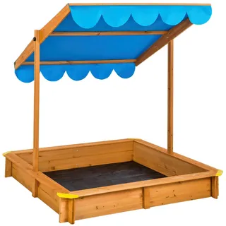 Tectake tectake® Sandkasten, Blau, Holz, 120x120x120 cm, CE, Outdoor Spielzeug, Sandkästen