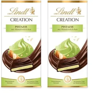 Lindt Schokolade Creation Pistazie | 7 x 148 g Tafel | Feinste feinherbe Schokolade mit Pistazien-Crème und Mandel-Stückchen | Schokoladentafel | Schokoladengeschenk (Packung mit 2)