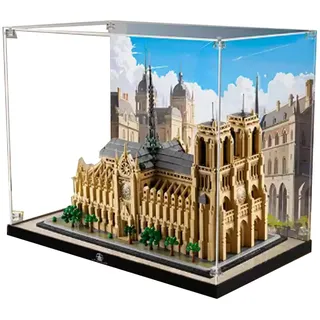 JIULIN Acryl Vitrine Box Kompatibel Lego 21061 Notre Dame Kathedrale in Paris Modell, Schutz, Staubdicht, Transparent, Kompatibel mit Lego (nur Vitrine) (Collage Style)
