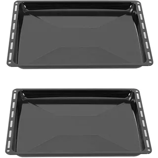 ICQN Backblech 445 x 375 x 25 mm Set, 2x Emailliert Fettpfanne, Passend für Whirlpool, Ignis, Bauknecht, Indesit, Algor, Neckermann, Lloyds, Rostfrei