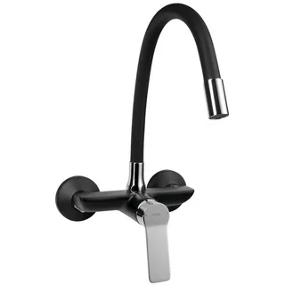 Aqualine Küchenarmatur SINTRA Wandarmatur 3/4“ mit flexibler Auslauf, Schwarz/Chrom Aqualine-SX013-70-SET schwarz
