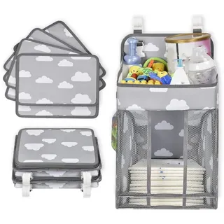 SURFOU Wickeltisch Organizer Hängeorganizer Wickelkommode Zubehör Hänge (Kinderbett Windel-Kinderzimmer-Organizer, Babyzubehör für Neugeborene), Windel Organizer für Krippe Windel-Organizer für Wickeltisch grau