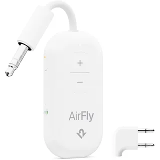 Twelve South AirFly Pro 2 Deluxe | Drahtloser Sender/Empfänger mit Audio-Sharing für bis zu 2 AirPods/drahtlose Kopfhörer - Flugzeug, Fitnessstudio, Auto