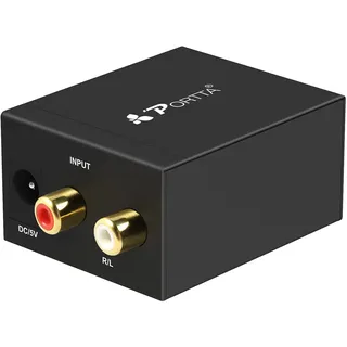 Portta Analog zu Digital Audio Konverter - Analog auf Digital Wandler - RCA R/L zu Toslink/SPDIF Koaxial Cinch Ausgang - Audiowandler für DVD-Player Lautsprecher