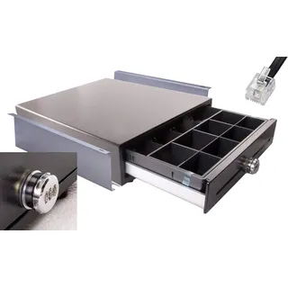 Blitzkasse Kassenlade iQCash330ZS-Un RJ-11 mit Zahlenschloss und Montagehalterung RJ12/RJ11 33x34,5x10cm, Geldschublade