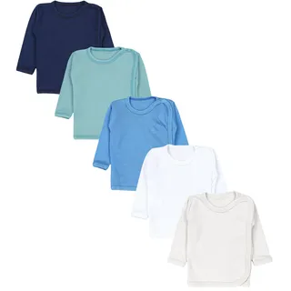 TupTam Unisex Baby Langarm 5er Pack, Farbe: Hellbeige weiß dunkelgrün jeans dunkelblau), Größe: 56 - 56