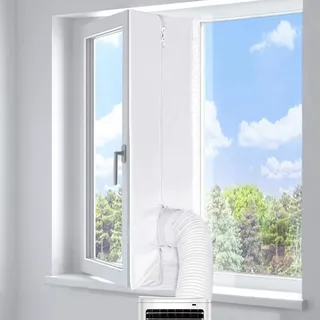 BigKing Klimaanlage Fensterabdichtung, Doppelreißverschluss, Fensterdichtung für mobile Klimaanlagen,Klimaanlagen, Wäschetrockner, für Schiebe- und versenkbare Fenster,Kein Bohren, Weiß