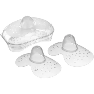 MAM | Brustkappen - 2er Set Silikon Bruststücke (Größe L, 23mm) - Hautfreundliches Stillzubehör mit Sterilisierbox