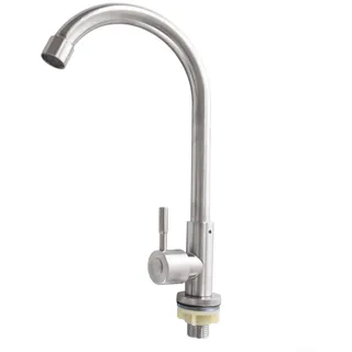 Edelstahl Küchenspüle Wasserhahn Single Kaltwasser Wasserhahn Modern Einhandmischer Waschtischarmatur mit Belüfter für Küche Badezimmer Thekeninstallation Silber