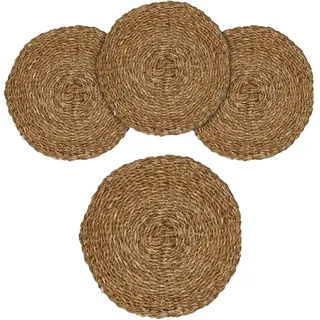 Spetebo Platzdecken aus Seegras oder Wasserhyazinthe 38 cm - 4er Set - Rund