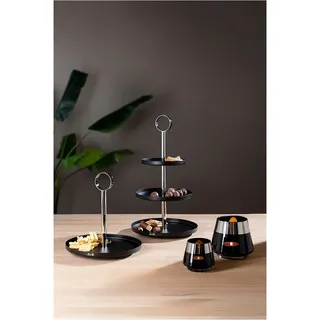 Fink Etagere Bilbao schwarz, silberfarben - (H) 46 cm hohes schwarzes Stufentablett mit Haltering