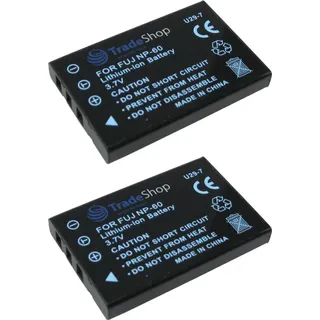 2x Trade-Shop Li-Ion Akku 3,7V für Praktica DC52 DC-52 DVC 5.1 HDMI DVC 5.2 FHD, DVC 5.2 HD, DVC 5.7 FHD, DVC 6.1, DVC 7.1Z, M8, M-8, i8, i-8, HD1...