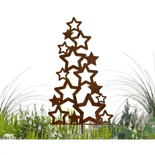 Terma Stahldesign Edelrost Gartenstecker Figur Weihnachtsbaum Sterne Handmade Germany, tolle gartendeko aus Rost-Metall, deko rostoptik, Rostfiguren Weihnachten, Rostdeko