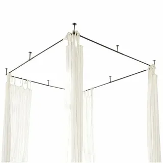 Loberon Betthimmel Giroux, Romantisches Himmelbett-Flair, bis 200 cm Ausziehbar, Klare Linien, Schlafzimmer, Bettzubehör, Eisen, schwarz