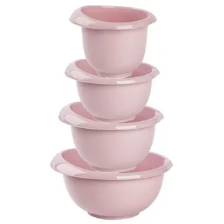 ENGELLAND Backschüsseln, Rührschüssel, Schneebesen, Topf, Salatschüssel, stapelbar, rutschfeste Silikonfüße, Einhandausguss, Kunststoff, 4er-Set, Farbe: Rosa