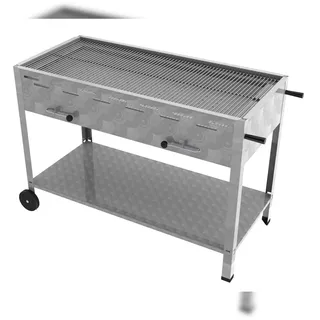 ChattenGlut Professional 6er Holzkohle Bräter Standgerät mobil Grill mit Rost 1140x530x800mm
